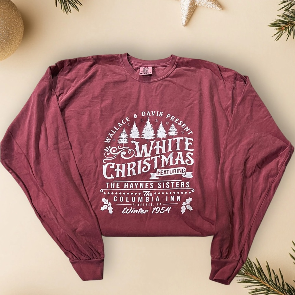 ✅Comfort Colors long Sleeve Crimson White Christmas Shirt